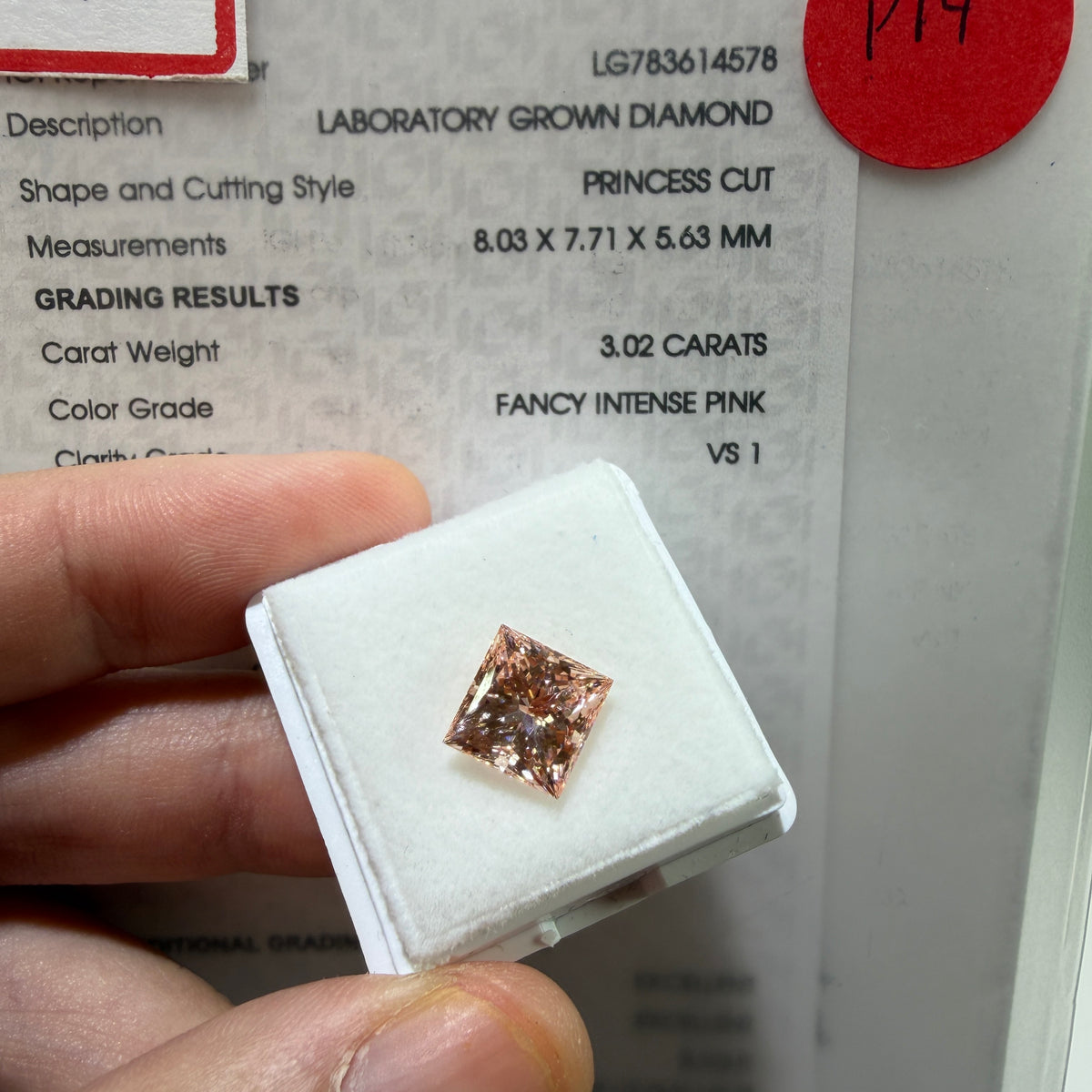 3.02ct Princess Cut Lab Grown Diamond – Fancy Intense Pink, VS1, IGI Certified