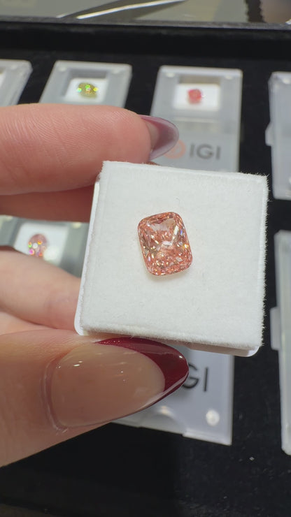 2.01ct Cushion Modified Brilliant Lab Grown Diamond – Fancy Vivid Pink, VS2, IGI Certified