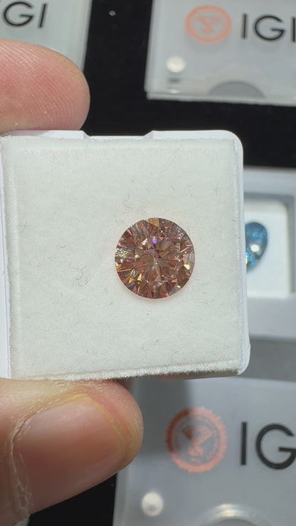 2.02ct Round Brilliant Lab Grown Diamond – Fancy Intense Pink, VS2, IGI Certified