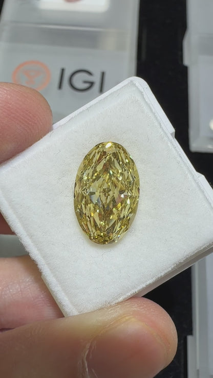 5.08ct Oval Modified Brilliant Lab Grown Diamond – Fancy Intense Yellow, VS1