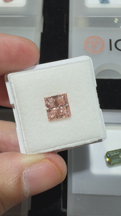 2.01ct Princess Cut Lab Grown Diamond – Fancy Intense Pink, VS1, IGI Certified