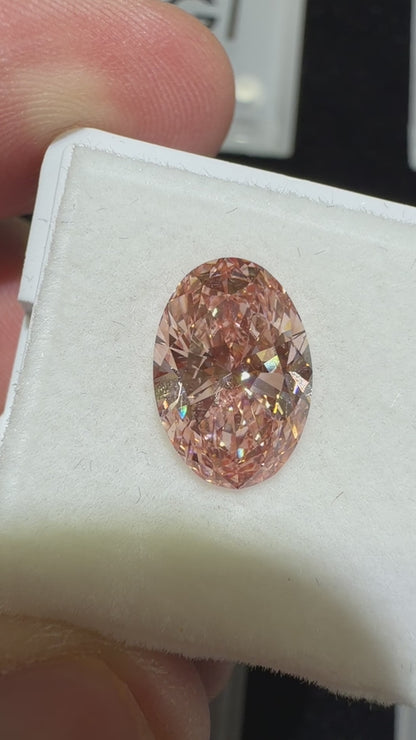 3.00ct Oval Brilliant Lab Grown Diamond – Fancy Vivid Pink, VS1, IGI Certified