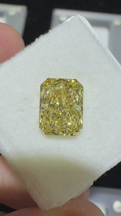 3.05ct Cut-Cornered Rectangular Modified Brilliant Lab Grown Diamond – Fancy Intense Yellow, VS2