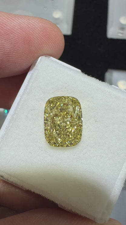 3.10ct Cushion Modified Brilliant Lab Grown Diamond – Fancy Yellow, VS1, IGI Certified