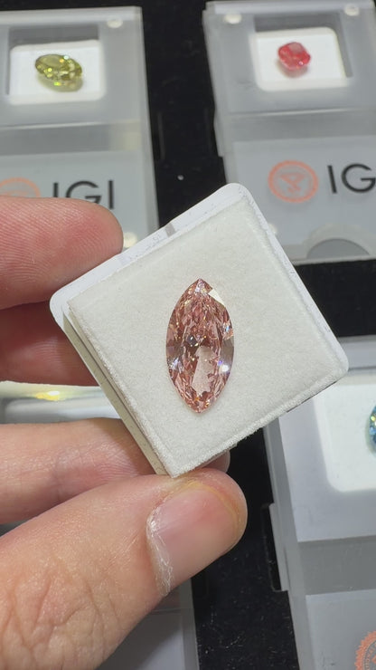3.49ct Marquise Brilliant Lab Grown Diamond – Fancy Vivid Pink, VS2, IGI Certified