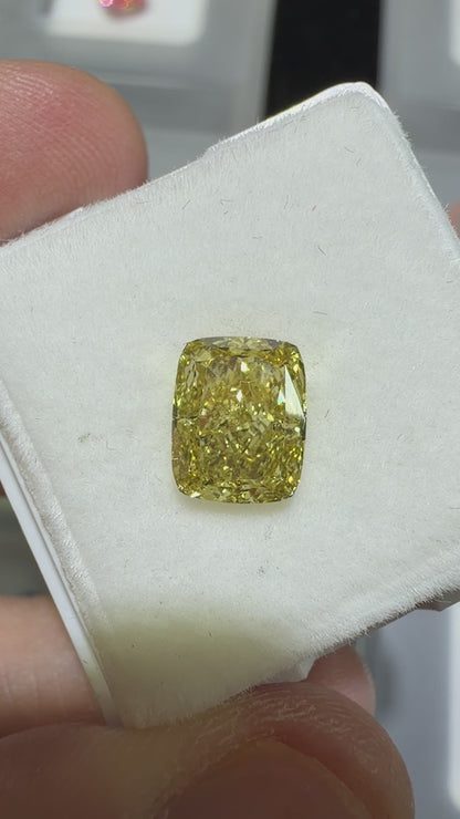 2.05ct Cushion Modified Brilliant Lab Grown Diamond – Fancy Intense Yellow, VS1, IGI Certified