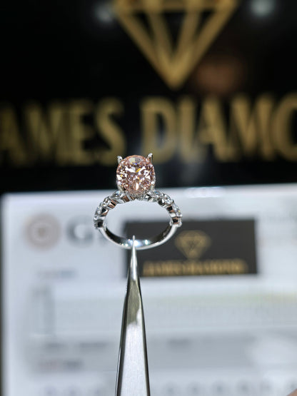 Beautiful design 💍Center Pink Oval 3CT / VS1 +14k solid gold 💎